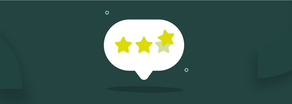 Rating met sterren op groene achtergrond